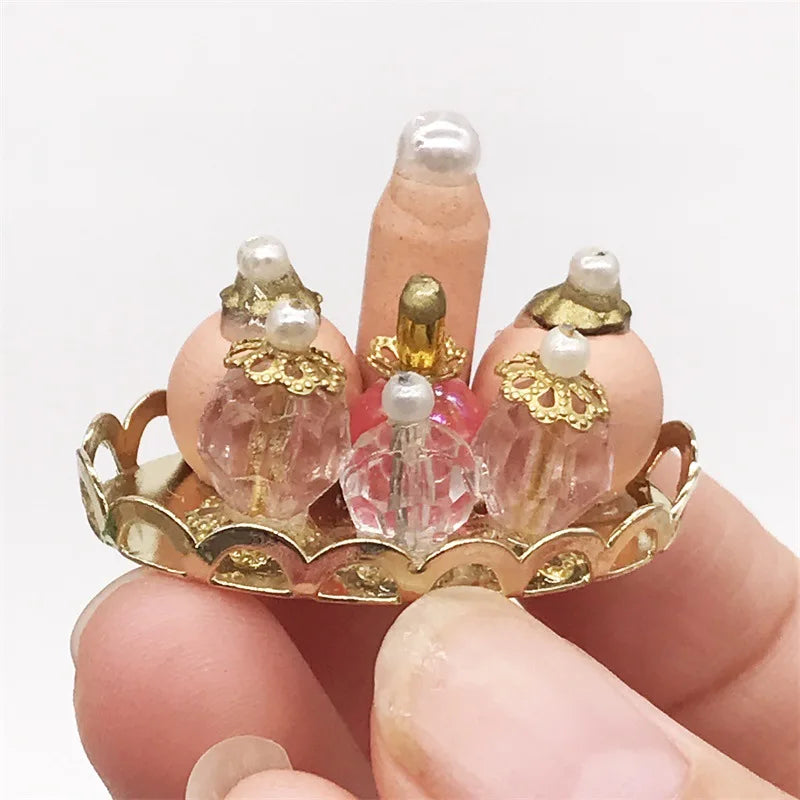 1:12 Scale Pink Perfume Tray – Miniature Dollhouse Accessory Dollhouse Accessory Axl