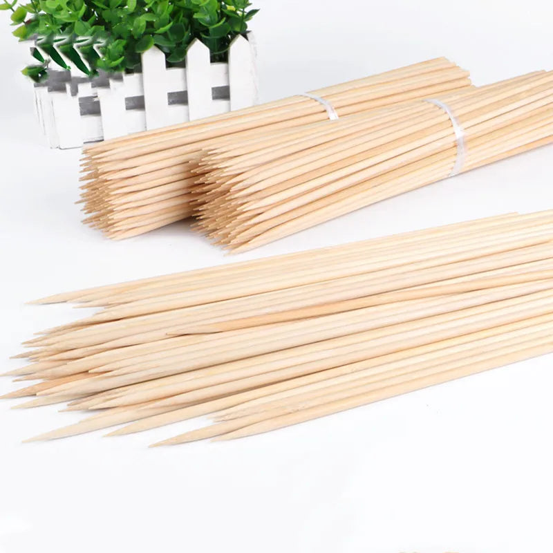 100 Pcs Bamboo BBQ Skewers 20cm 30cm 40cm – Grill Kabob Sticks BBQ Bamboo Skewers Axl