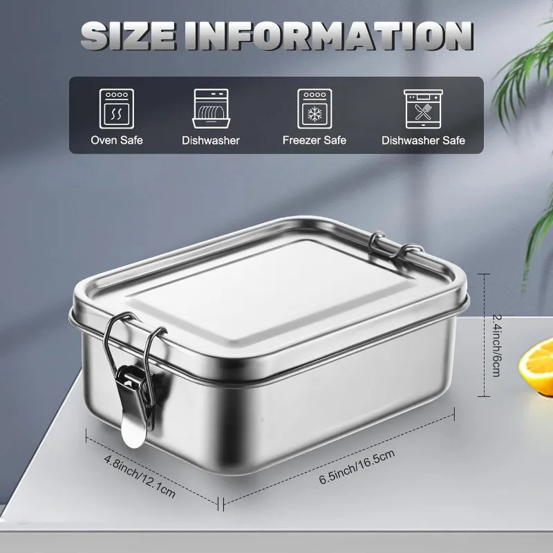 Stainless Steel Bento Box with Lockable Clips | Metal Lunch Box Metal Lunch Box Axl