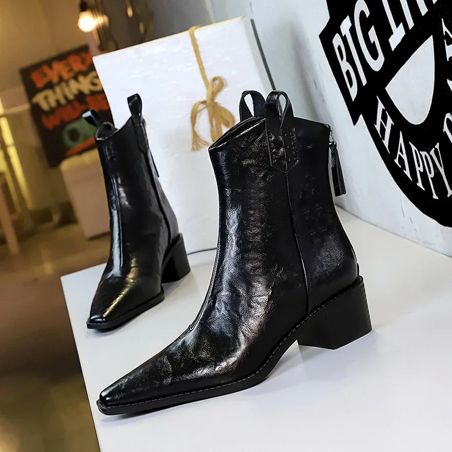 Women's Pointed Toe Chelsea Ankle Boots High Heel Zip Chelsea Ankle Boots Axl black 34