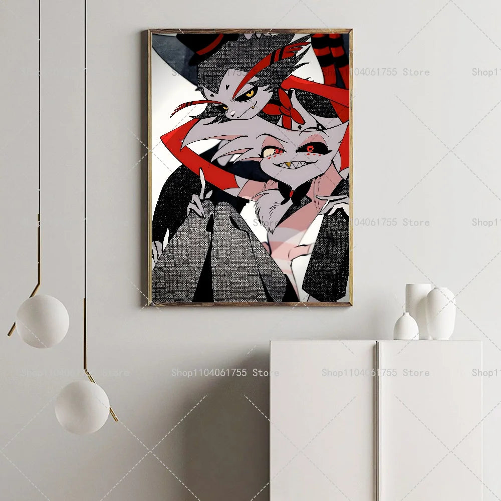 Hazbin Hotel Angel Dust & Alastor Wall Poster Sticker Wall Art Poster Axl