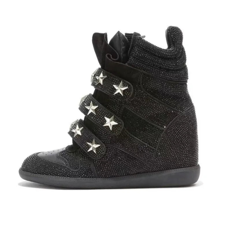 Women's Rhinestone Ankle Boots – Luxury Genuine Leather Platform Ankle Boots Axl
