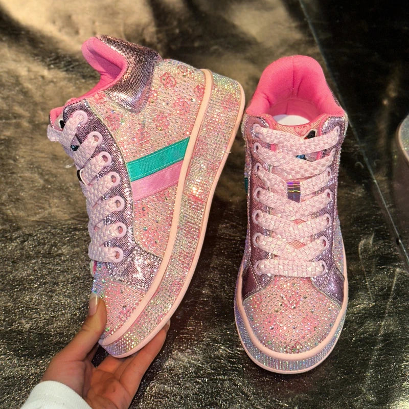 YEAE Women's Rhinestone Platform Sneakers – Sparkle Trainers Platform Sneakers Axl