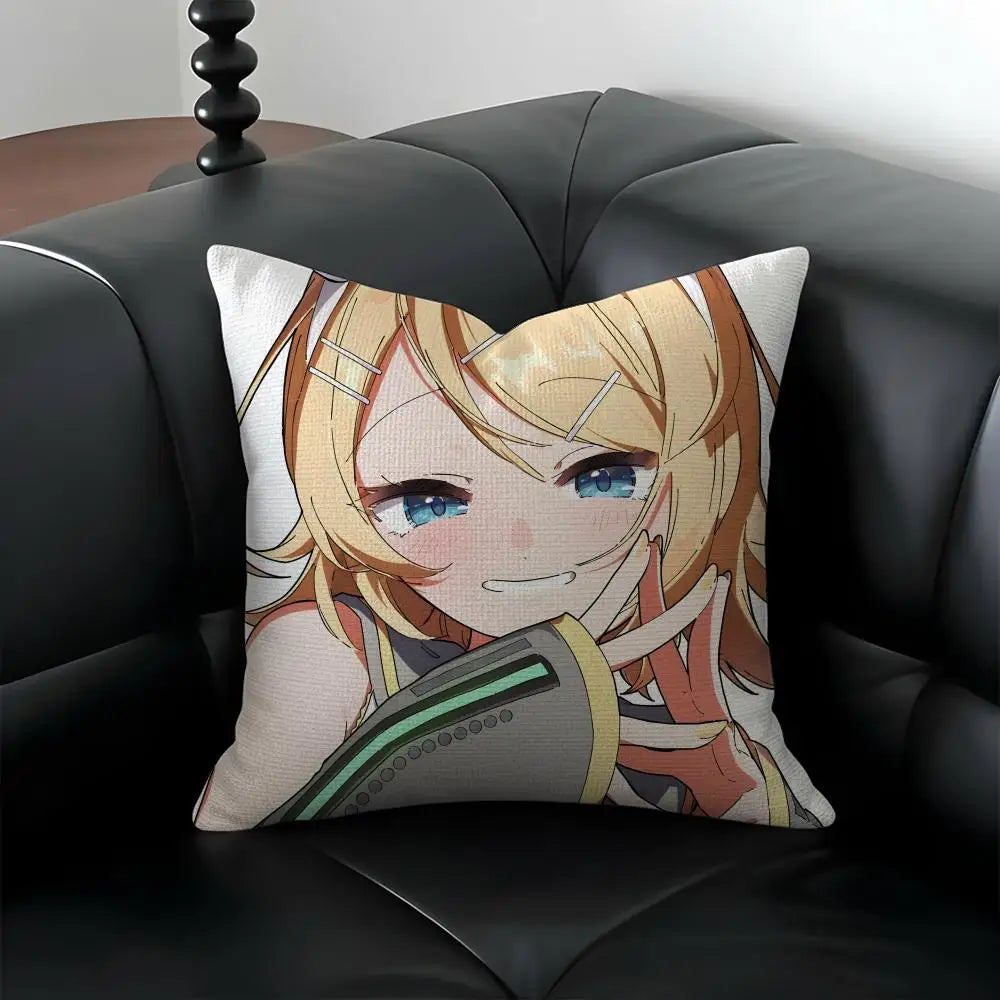 Kagamine Rin Linen Cushion Cover | Anime Pillow Case 6 Sizes Decorative Cushion Cover Axl