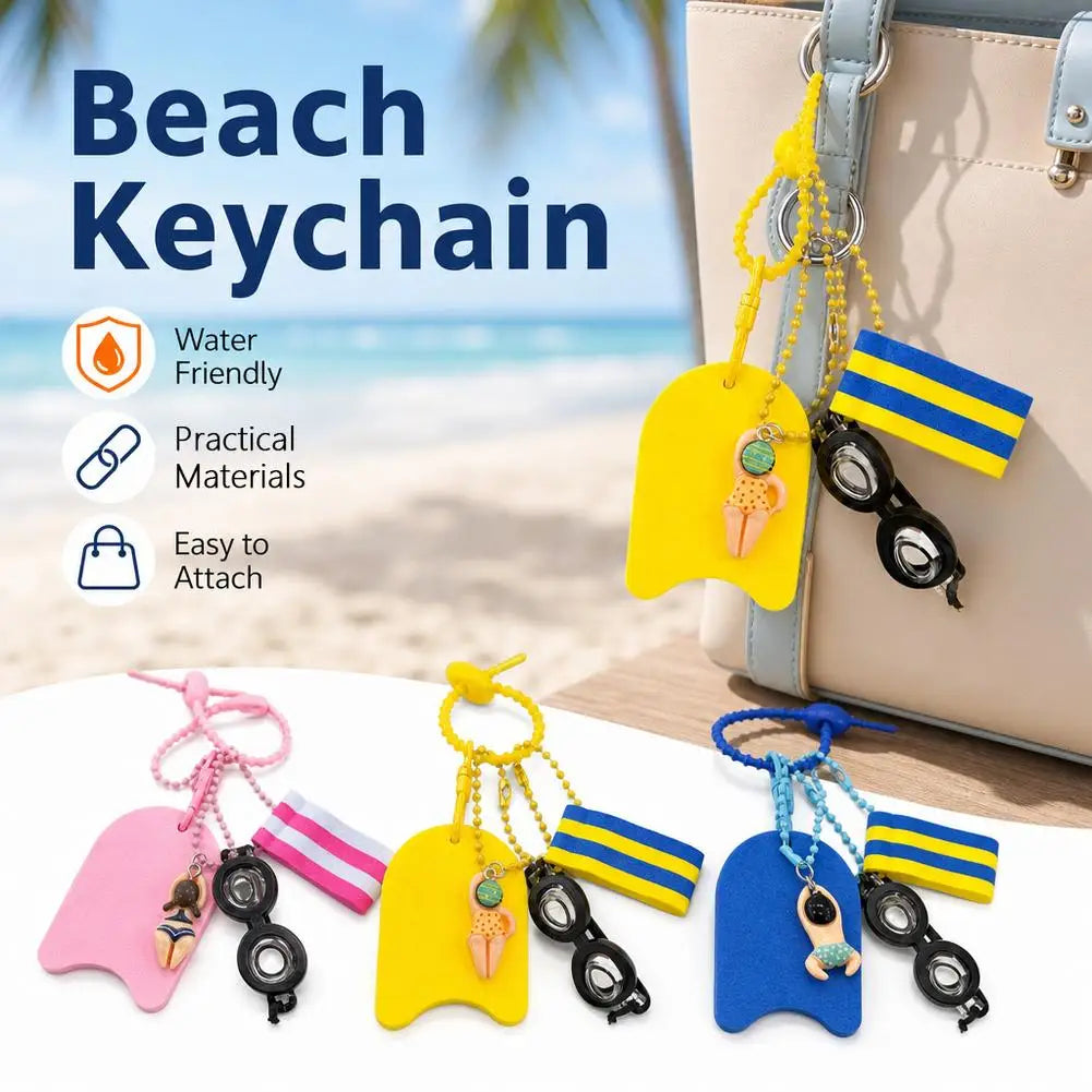 Swim Themed Keychain – Mini Goggles, Kickboard & Swimmer Charm Sports Keychain Axl