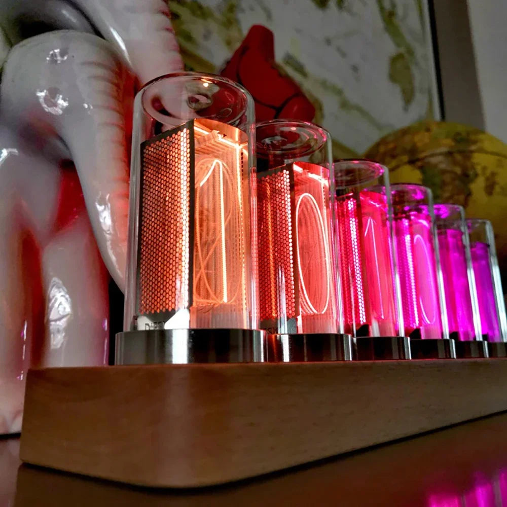 Nixie Tube Clock Wood RGB LED DIY Kit – Cyberpunk Desk Clock Nixie Tube Desk Clock Axl