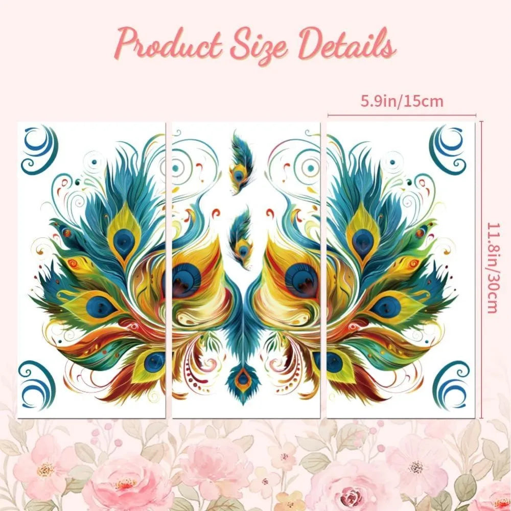 Vintage Peacock Feathers Rub-On Transfer Decals 6×12 – 3 Pcs Rub-On Transfer Decals Axl