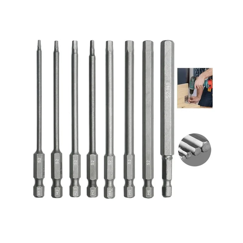 100mm Metric Hex Allen Drill Bit Set – Alloy Steel Screwdriver Hex Drill Bit Set Axl