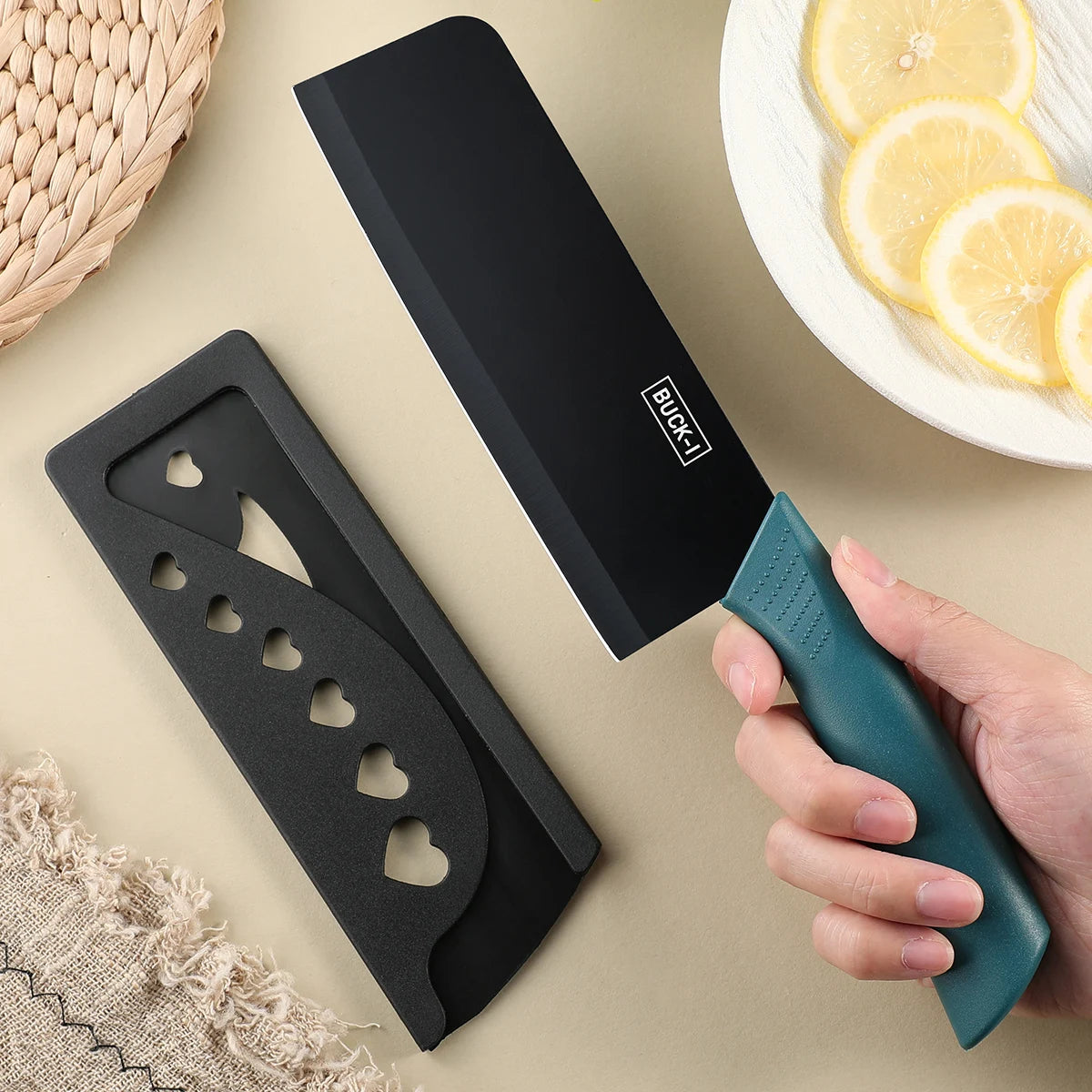 SHENJIU 3-Piece Kitchen Knife Set with Covers | Chef & Utility Kitchen Knife Set Axl 1pcsA