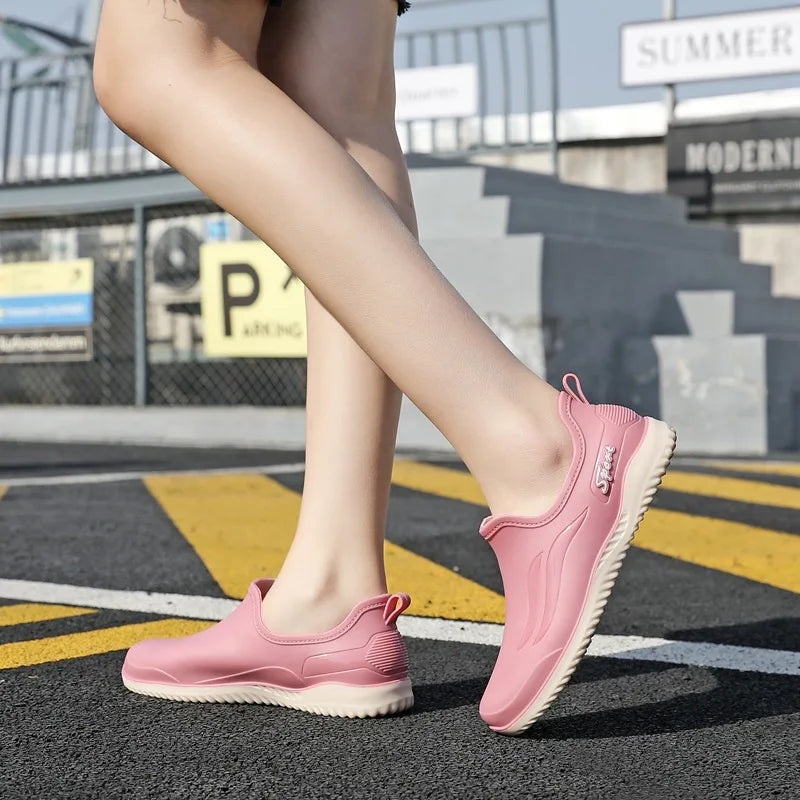 Women's Slip-On Ankle Rain Boots – Elegant Waterproof Shoes Women's Rain Boots Axl