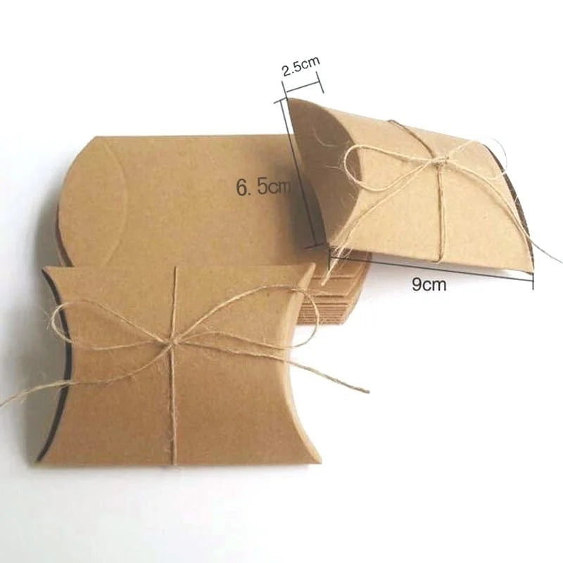 50 Kraft Paper Pillow Boxes – Wedding & Party Gift Candy Boxes Gift Pillow Boxes Axl