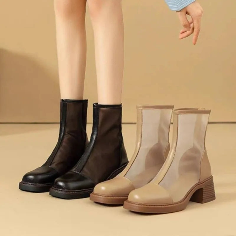 Women's Mesh High-Heel Ankle Boots – Breathable Summer Short Boots Women's Ankle Boots Axl