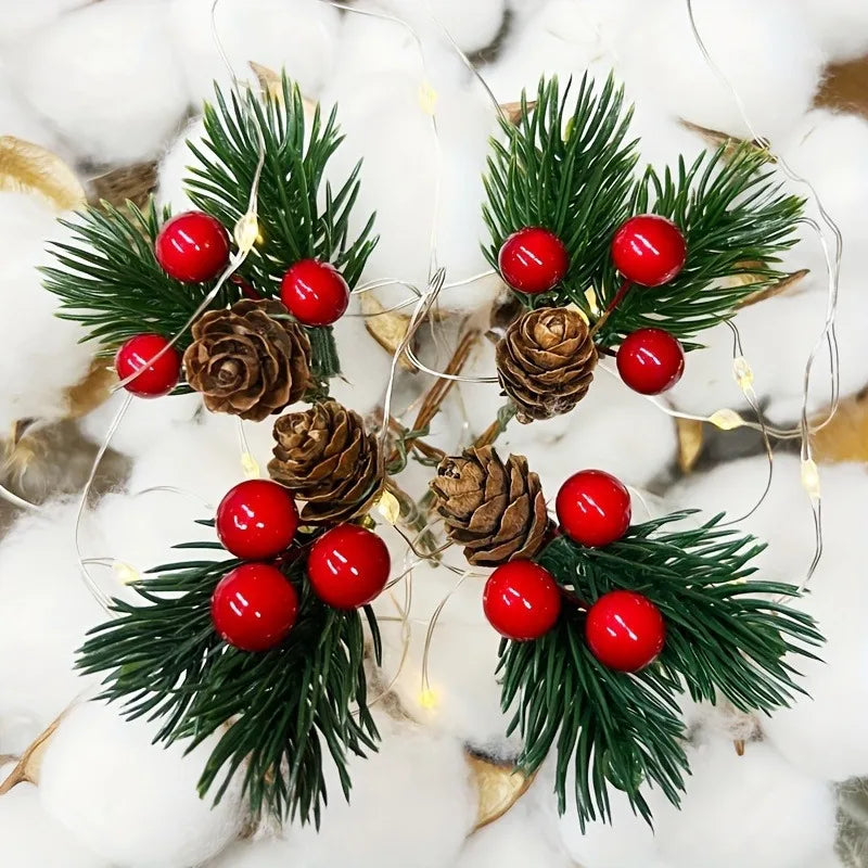 10-Pc Artificial Pine Cones & Red Berries – Holiday Decor Holiday Decor Set Axl