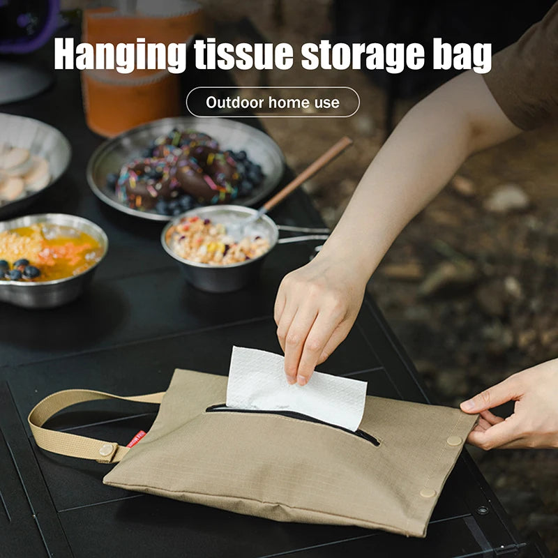 Hanging Napkin Holder – Portable Oxford Cloth Tissue Pouch Tissue Storage Pouch Axl