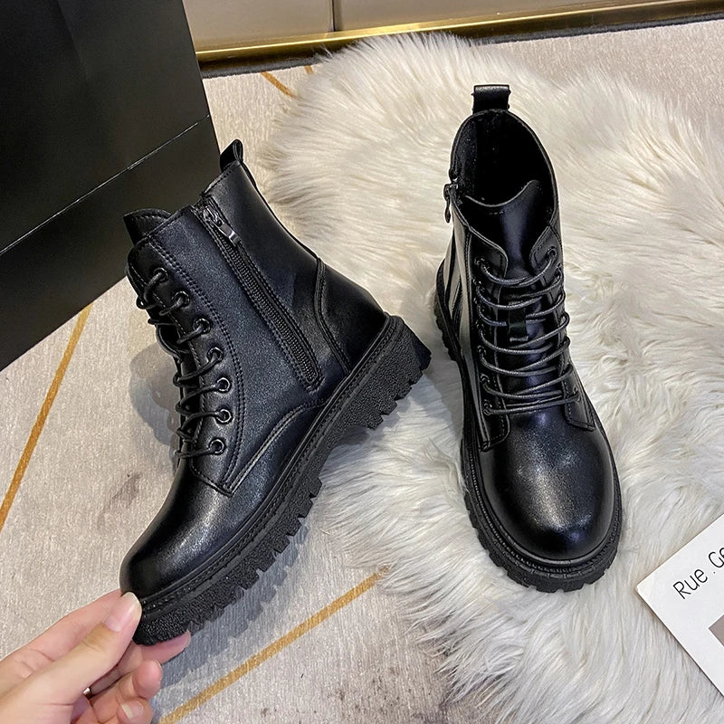 Women's Chelsea Ankle Boots – Block Heel Round Toe PU Leather Chelsea Ankle Boots Axl