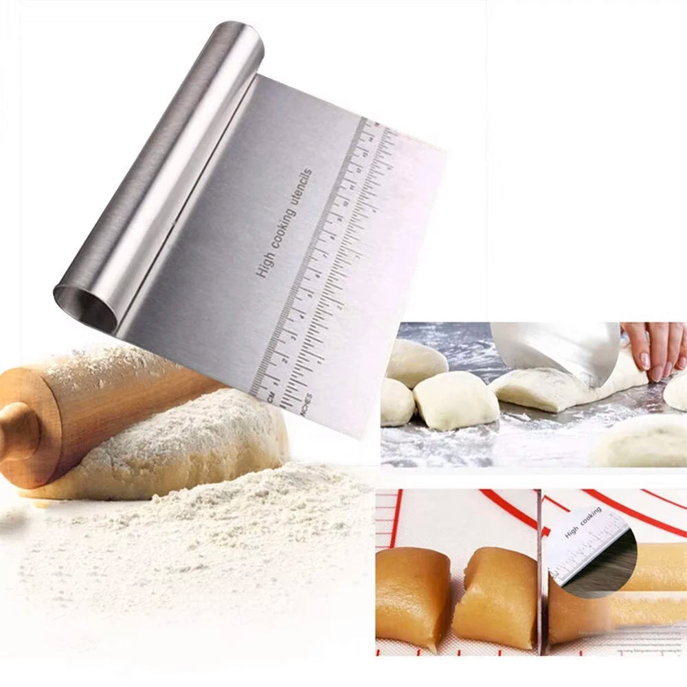 Stainless Steel Dough Scraper & Cake Cutter with Scale Baking Dough Scraper Axl