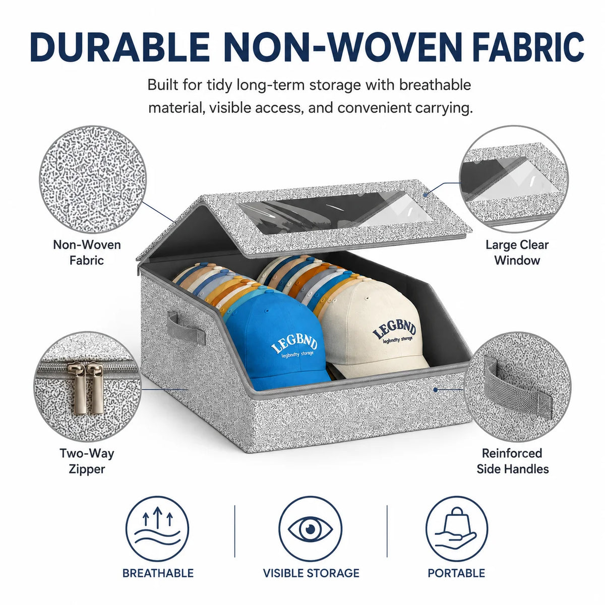 Hat Storage Box – Clear Window Organizer for 24 Baseball Caps Hat Storage Organizer Axl