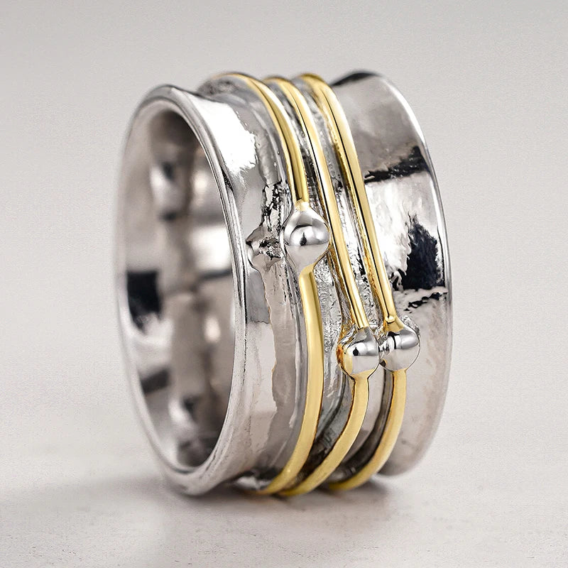 Huitan Two-Tone Wire Wrapped Ring – Hip Hop Statement Jewelry Statement Ring Axl