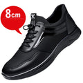 Men's Genuine Leather Height Increasing Sneakers | Breathable Leather Casual Sneakers Axl A-Black-8cm 44