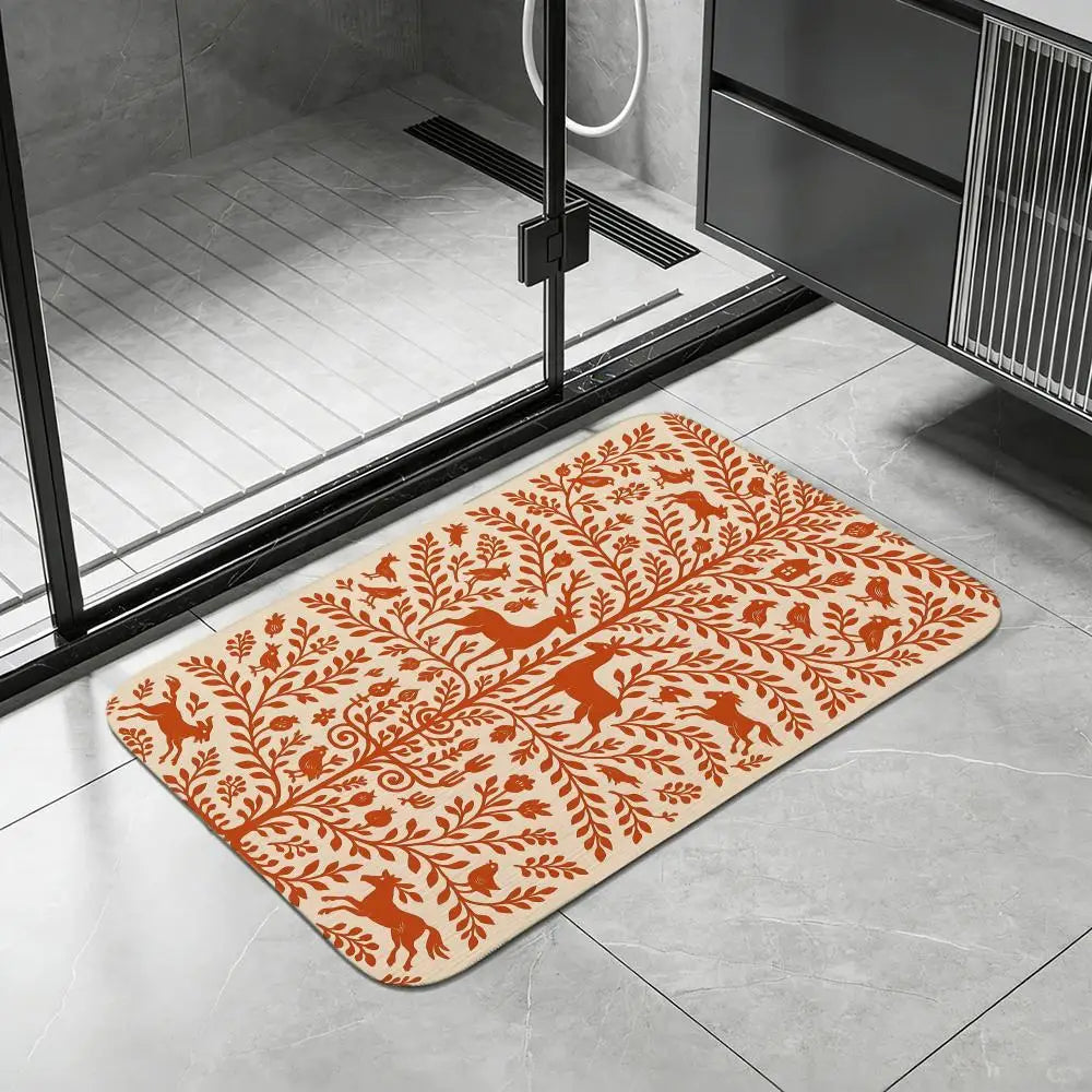 Swedish Folk Art Diatomite Bath Mat – Quick Dry & Non-Slip Diatomite Bath Mat Axl White6 50x80cm