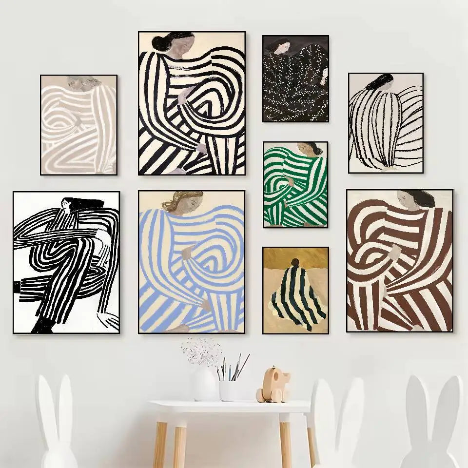 Abstract Body Line Wall Poster – Self-Adhesive Waterproof PVC Art Wall Art Poster Axl