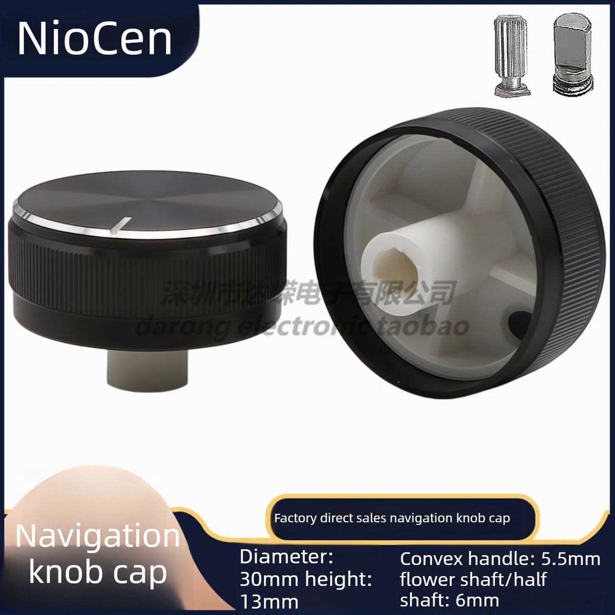 Metal D-Type Potentiometer Knob Cap – 30MM Half-Shaft Switch Potentiometer Knob Cap Axl