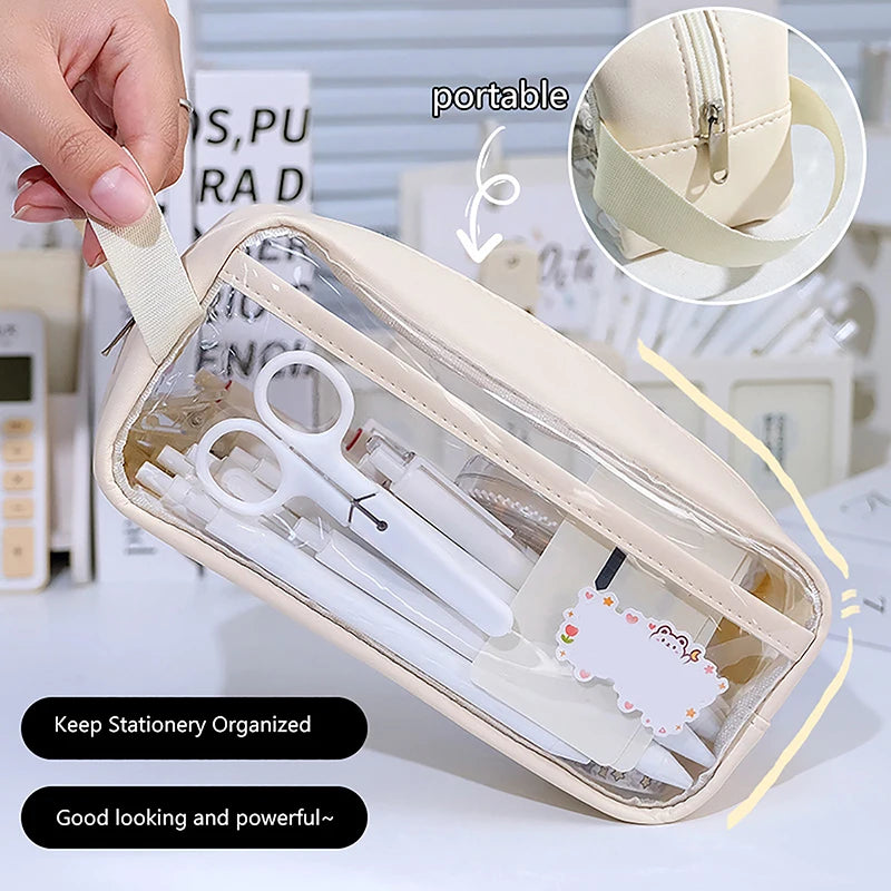 Transparent Waterproof Pencil Case – Large Capacity PVC Pen Bag Pencil Case Axl