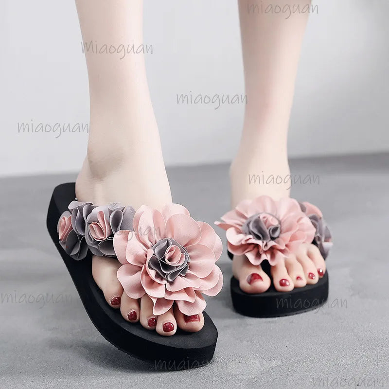 Bohemian Floral Wedge Flip Flops – Women's Platform Sandals Wedge Flip Flops Axl