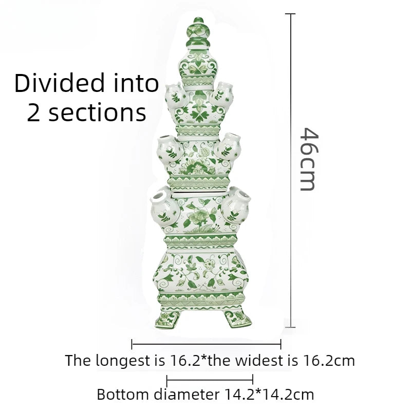 Modern Pagoda Ceramic Vase – Luxury Decorative Flower Bottle Decorative Ceramic Vase Axl Green