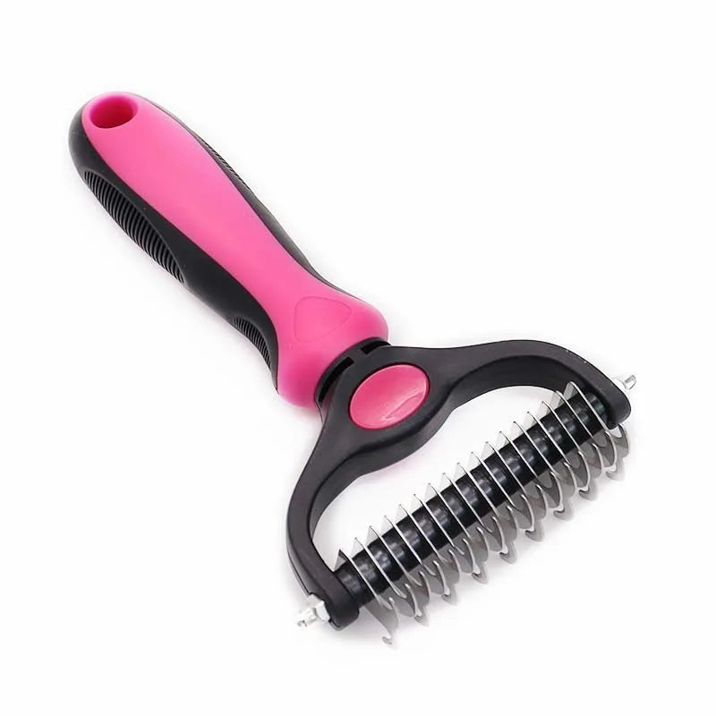 2-Sided Pet Deshedding Brush – Dog & Cat Grooming Comb Pet Grooming Brush Axl