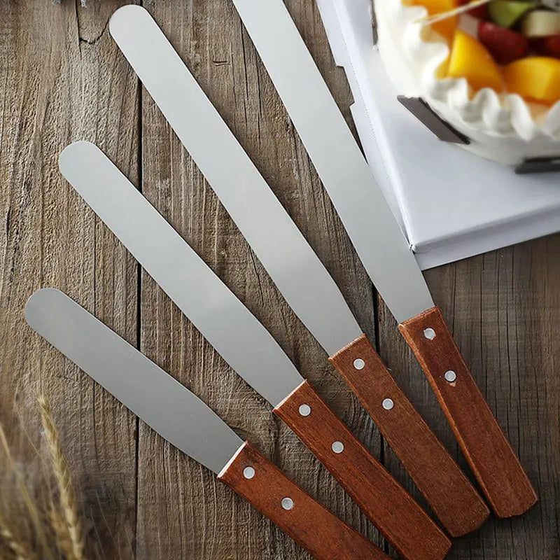 Cake Icing Spatula Set – 5 Sizes Stainless Steel Wood Handle Cake Icing Spatula Axl