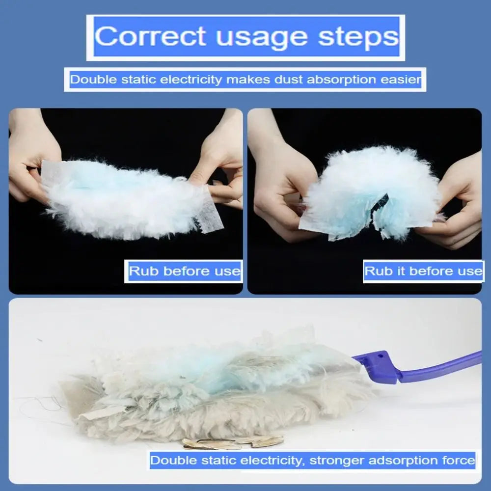 10-Pack Microfiber Electrostatic Duster Refills with Handle Duster Refill Set Axl
