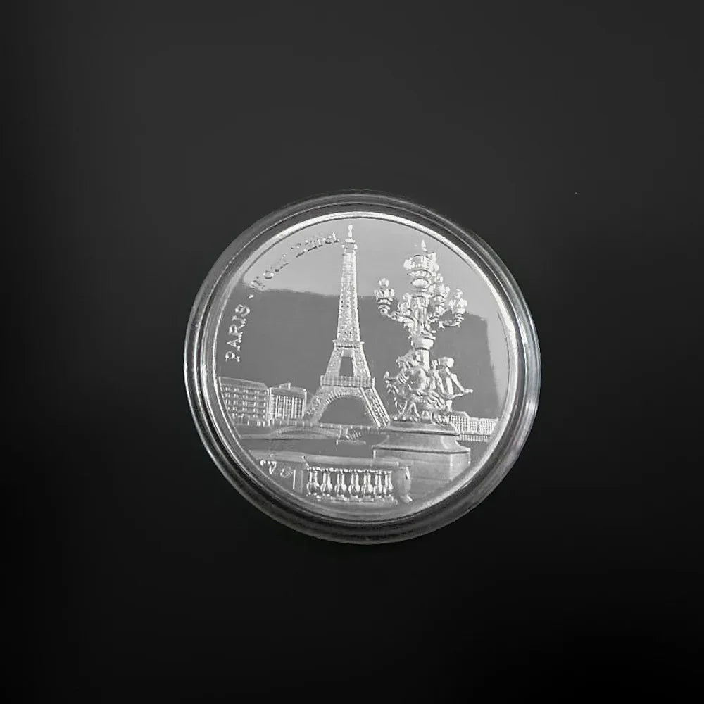 Paris Eiffel Tower Commemorative Coin | Metal Travel Keepsake Commemorative Coin Axl silvery 1PCS