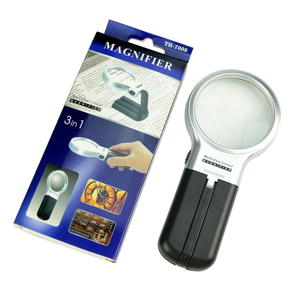 65mm LED Magnifying Glass 3X Handheld Loupe with Light LED Magnifying Loupe Axl