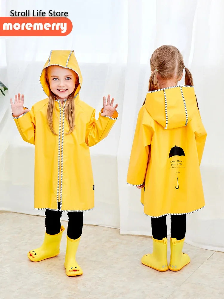 Kids Yellow Waterproof Rain Poncho – Nylon Raincoat Boys & Girls Kids Rain Poncho Axl
