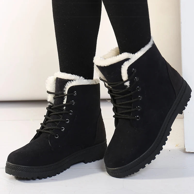 Women's Fur-Lined Ankle Boots – Winter Snow Boots with Heel Women's Ankle Boots Axl Black 42