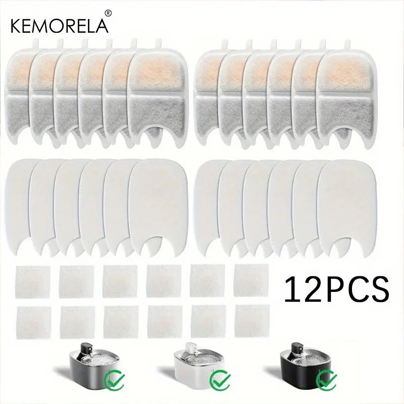 KEMORELA Pet Fountain Filter Sponge Replacements 10/12 PCS – 4L Fountain Filter Sponge Axl 12PCS
