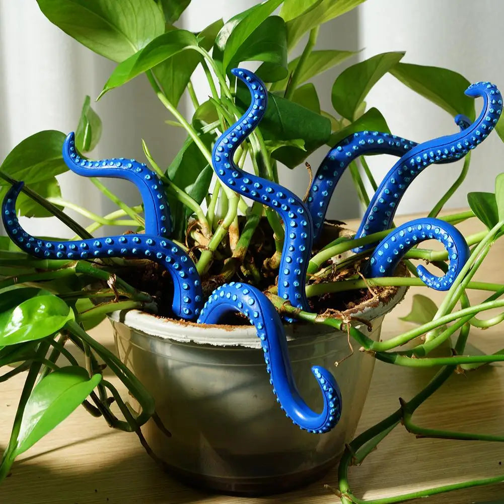 Glow-in-the-Dark Octopus Tentacle Plant Stakes – 7-Piece Set Garden Décor Stakes Axl