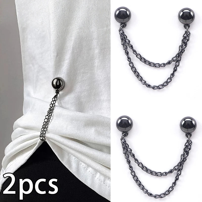 2Pcs Magnetic Clothes Clips – Chain Metal Garment Fastener Garment Fastener Clips Axl one size C