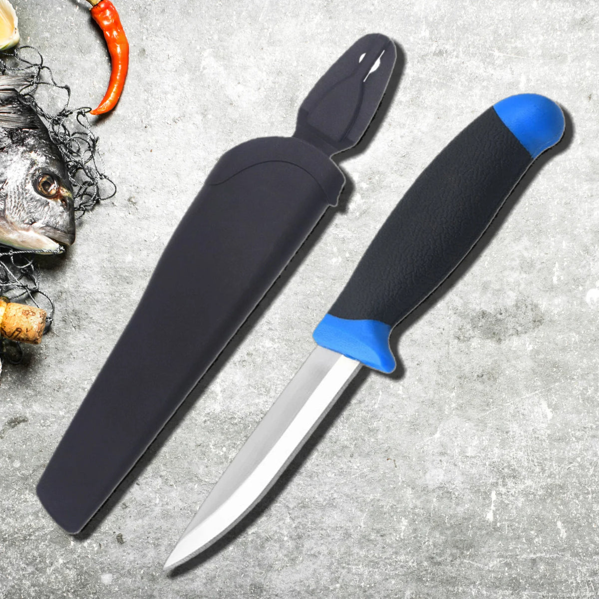 4-Inch Stainless Steel Fillet Knife | Rubber Handle & Belt Sheath Fillet Knife Axl