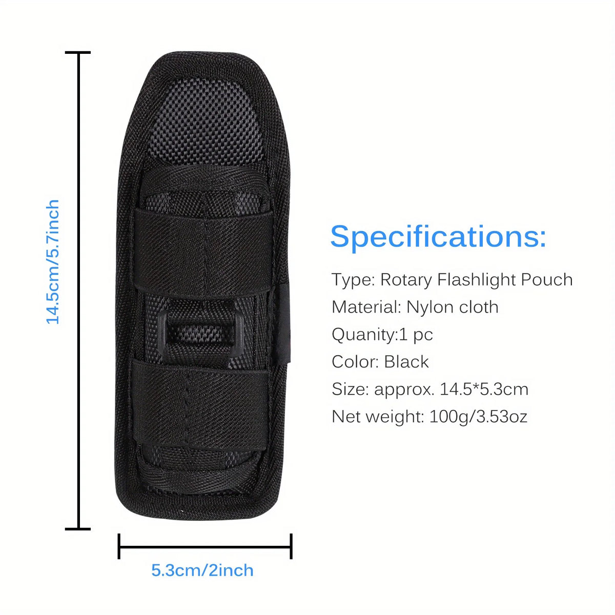 Tactical Oxford Flashlight Holster with Rotating Waist Strap Flashlight Holster Case Axl Black