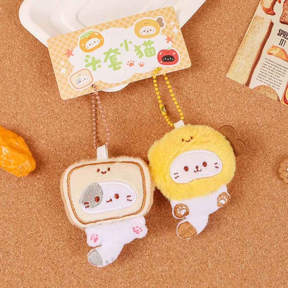 Plush Cat Keychain Pair – Cute Cartoon Kitty Pendant & Bag Charm Plush Keychain Axl toast-drumsticks