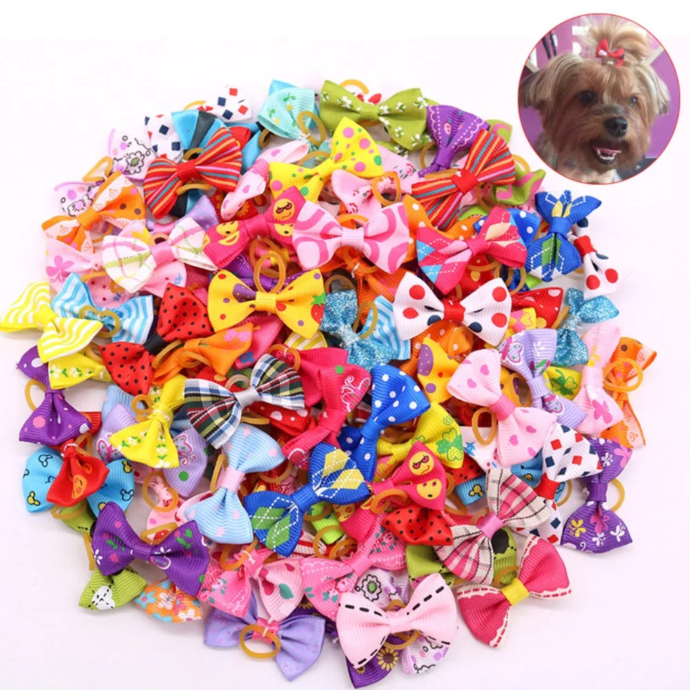 10-Pack Cute Puppy Bow Hair Accessories for Dogs & Cats Pet Grooming Bows Axl
