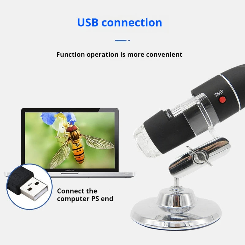 USB Digital Microscope 500X–1600X | 8-LED & Measurement Tool USB Digital Microscope Axl