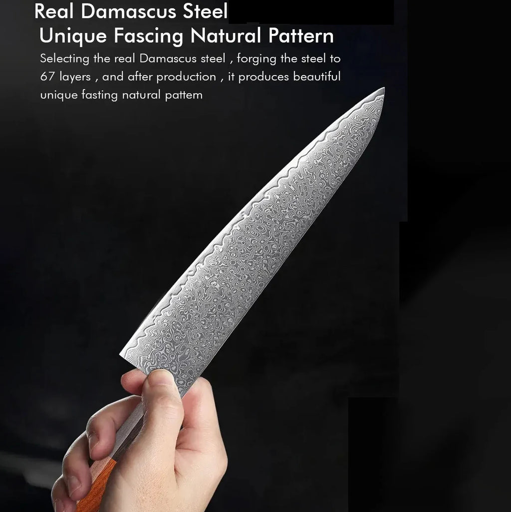 67-Layer Damascus Steel Chef Knife Blank Blade | DIY Knife Making Damascus Knife Blank Axl