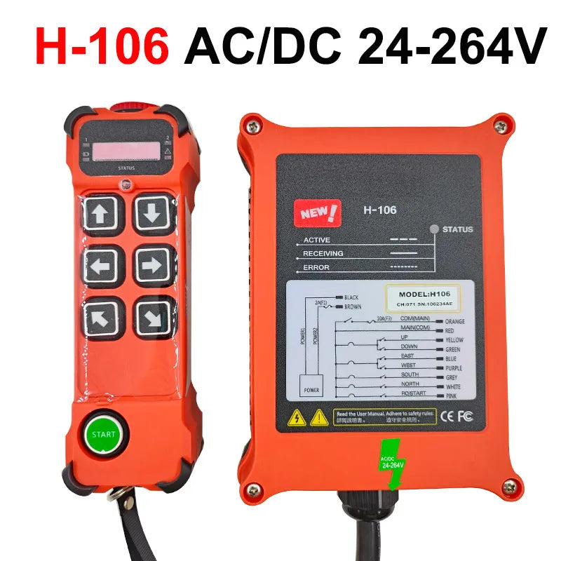 CNMAWAY H106/H108 Industrial Wireless Remote Control 6-Button Industrial Remote Control Axl H106 24-264V