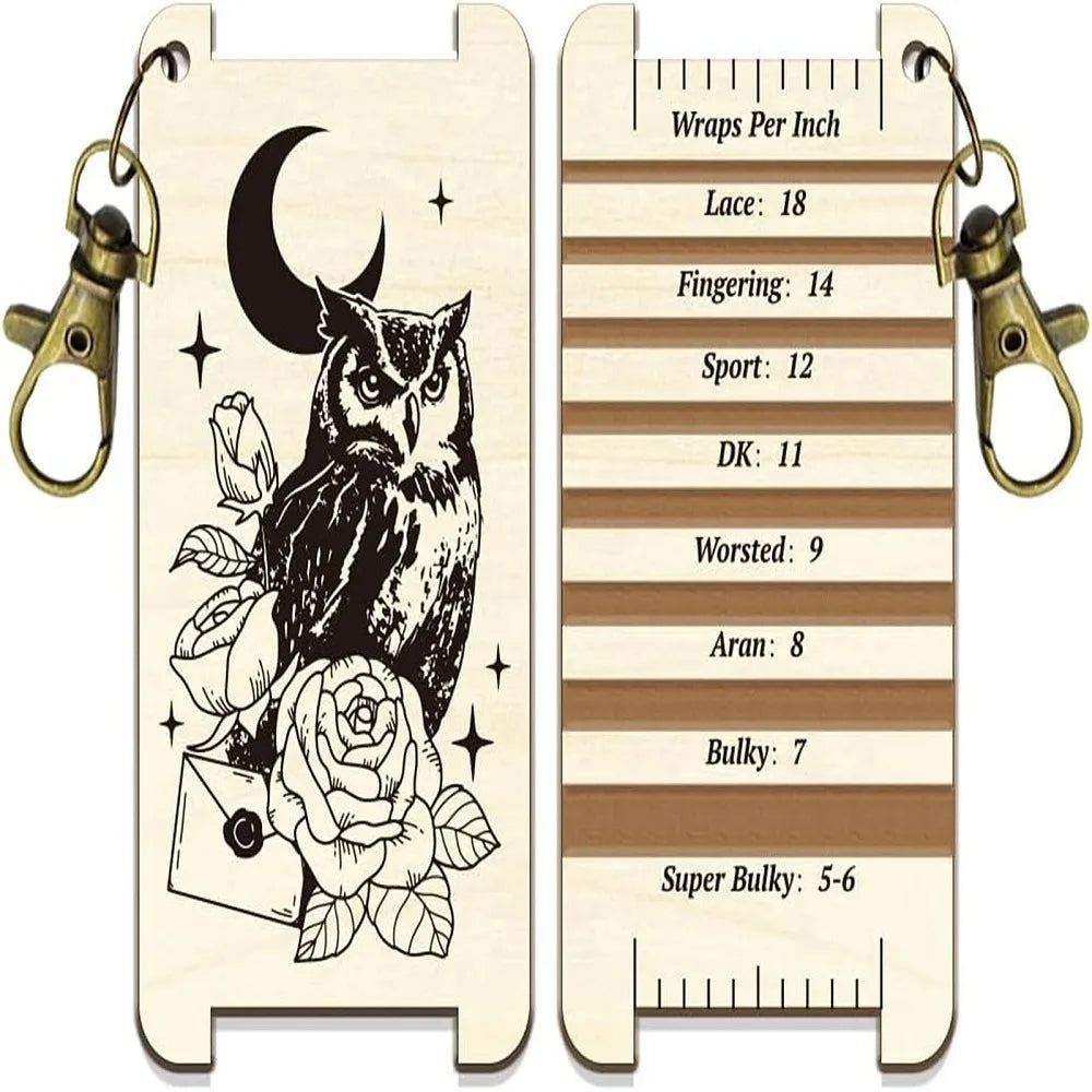 Owl Wood Knitting Needle Gauge & WPI Ruler – Craft Gift Knitting Gauge Ruler Axl AECH04-18753