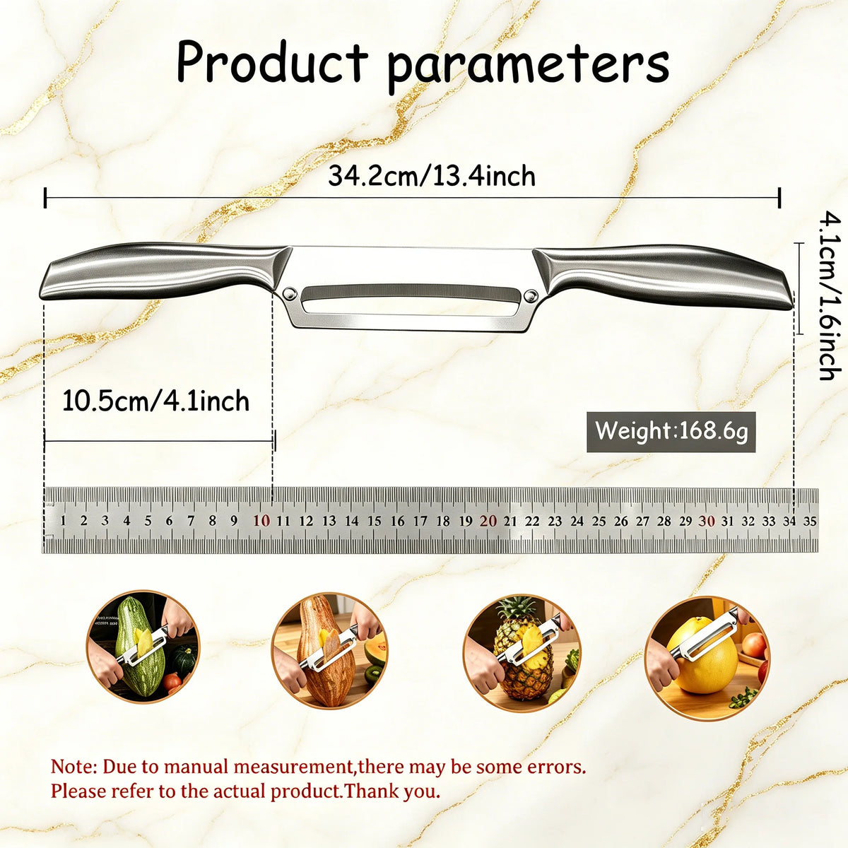 Heavy-Duty Stainless Steel Peeler – Pineapple, Sugarcane & Veg Kitchen Peeler Tool Axl