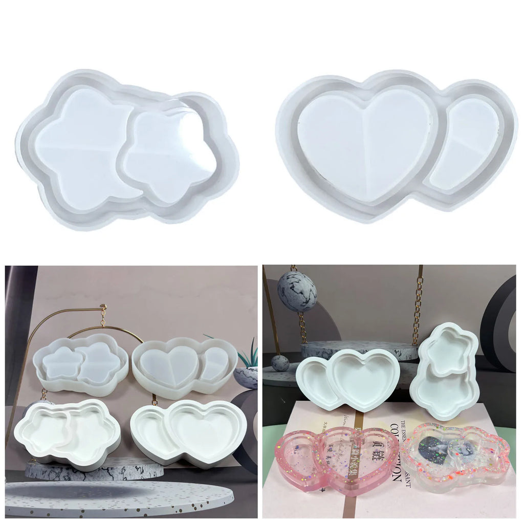 Silicone Resin Molds – Heart, Star & Cloud Coaster Tray DIY Silicone Craft Mold Axl