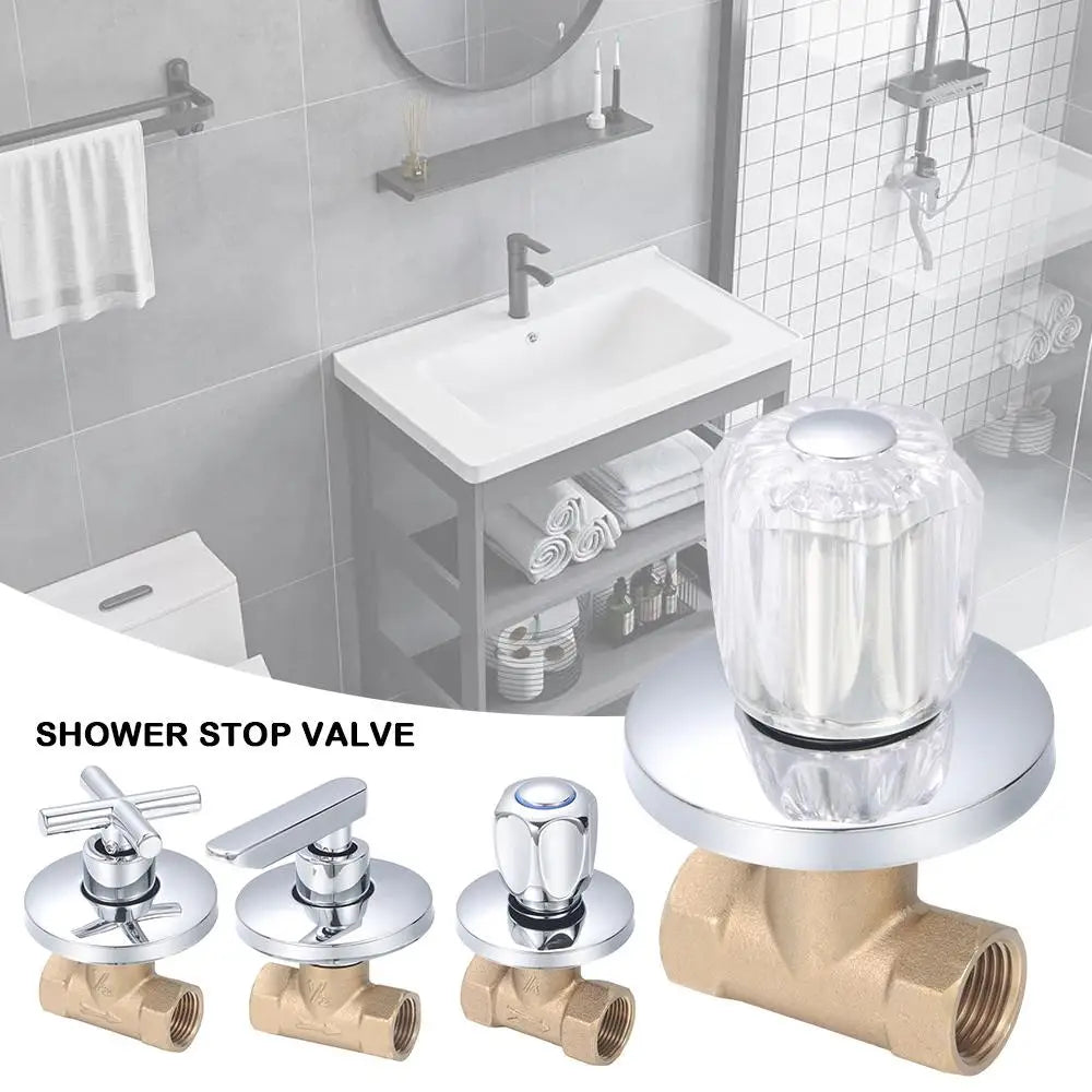 Brass Concealed Shower Stop Valve 1/2" 3/4" Shutoff Fitting Shower Stop Valve Axl